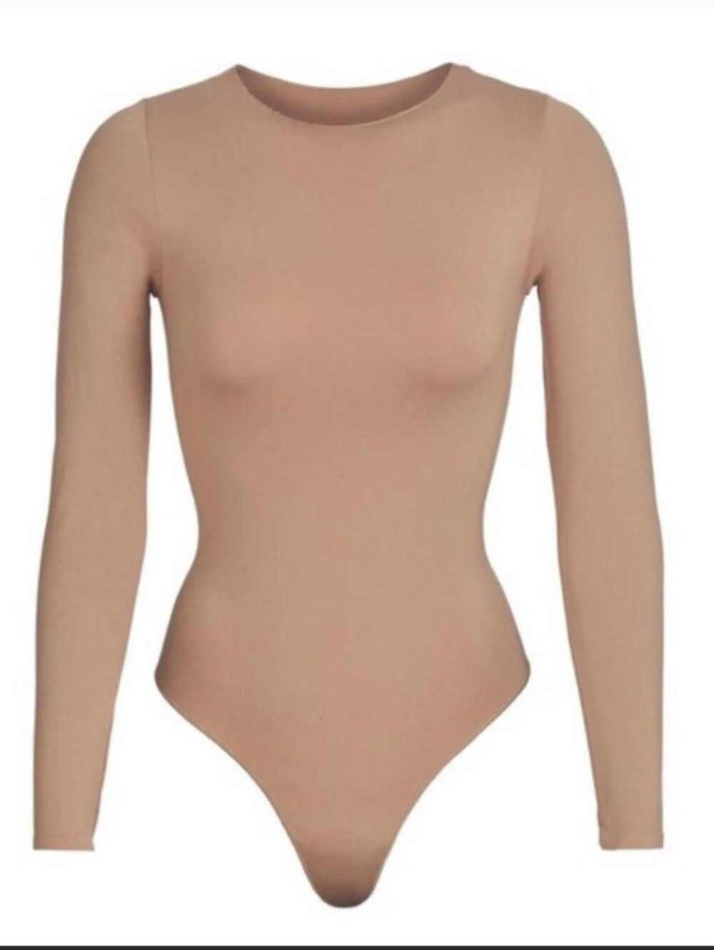 Skims Fits Everybody Long Sleeve Crewneck Bodysuit Size L Clay Tan Shapewear